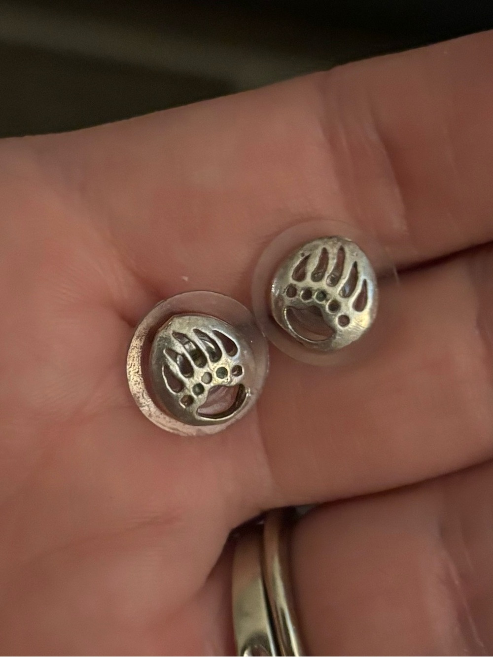 Sterling Silver Bear Paw Stud Earrings